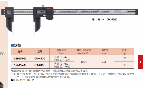 三豐552-156-10碳纖維卡尺陶瓷量爪輕型數顯卡尺偉燁鑫供應